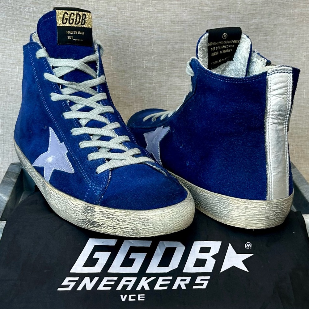 Golden Goose Francy High-Top Sneakers – Cobalt Blue Suede Like New EU 39/US 8.5 - Picture 2 of 11